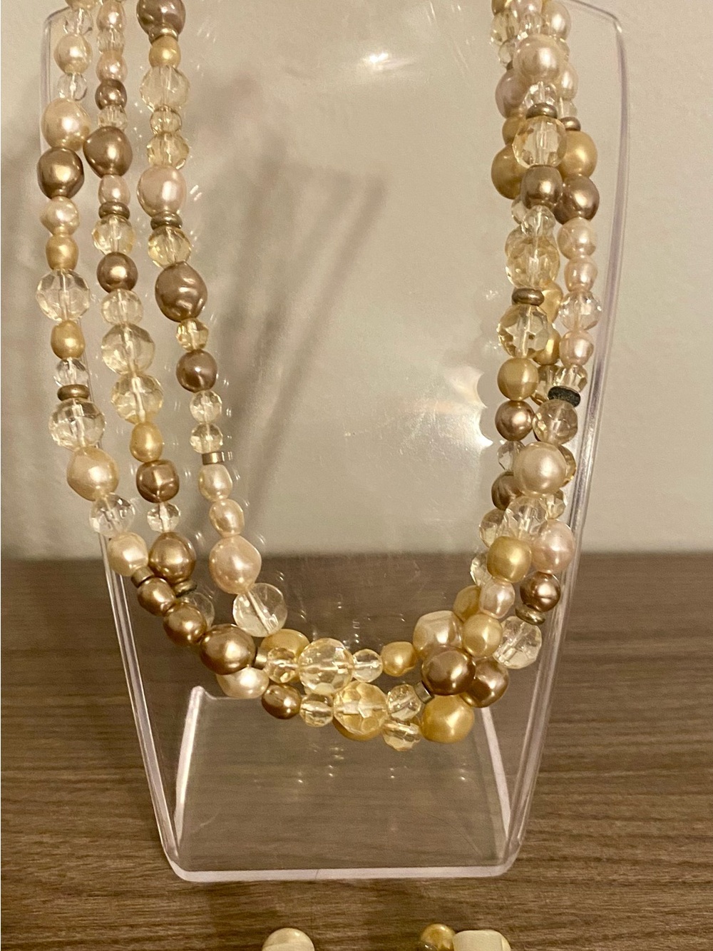 Multi-Strand Gold and Pearl Bead Necklace - Women Jewelry